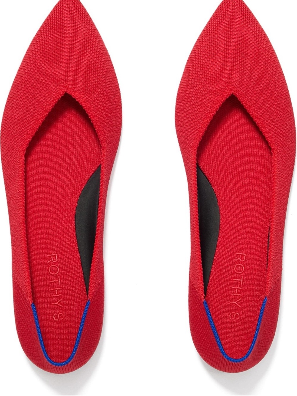 Rothy's Pointed Red Knit Flats - Women's Stylish Comfort size 6